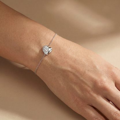 Bracelet 925 silver heart wings with zirconia