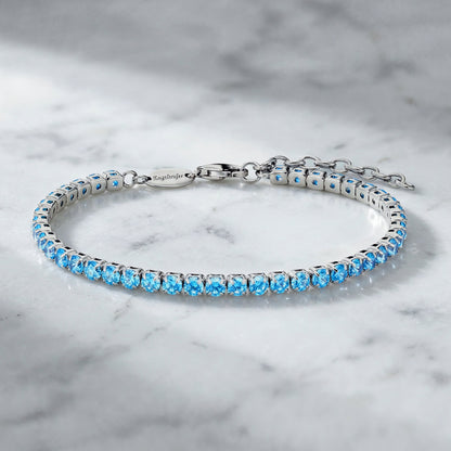 Armband 925er Silber Shiny Tennis mit Zirkonia blau