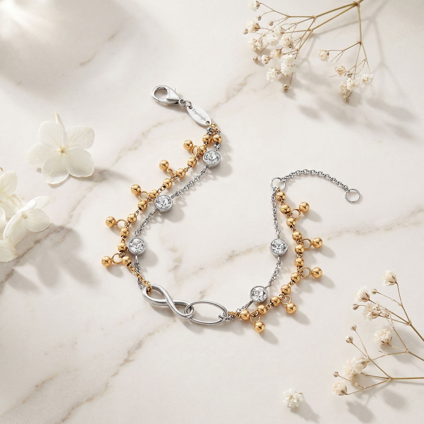 Engelsrufer Duo 2 in 1: Bracelet anklet BOHO Infinity Bicolor