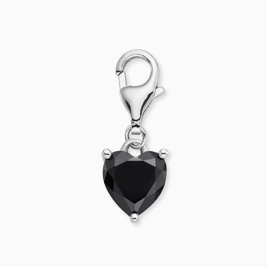Charm 925er Silber Herz Shiny mit Zirkonia schwarz