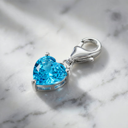Charm 925er Silber Herz Shiny mit Zirkonia blau