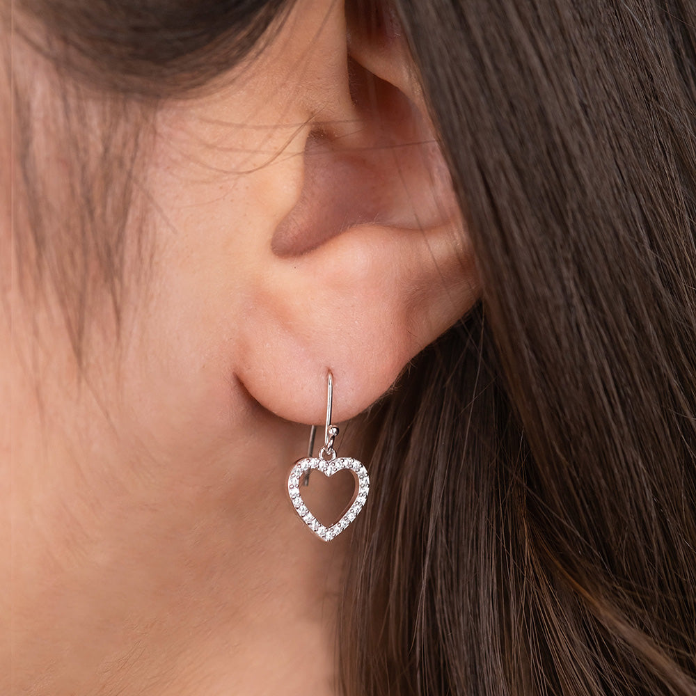 Earrings Heart silver with Zirconia