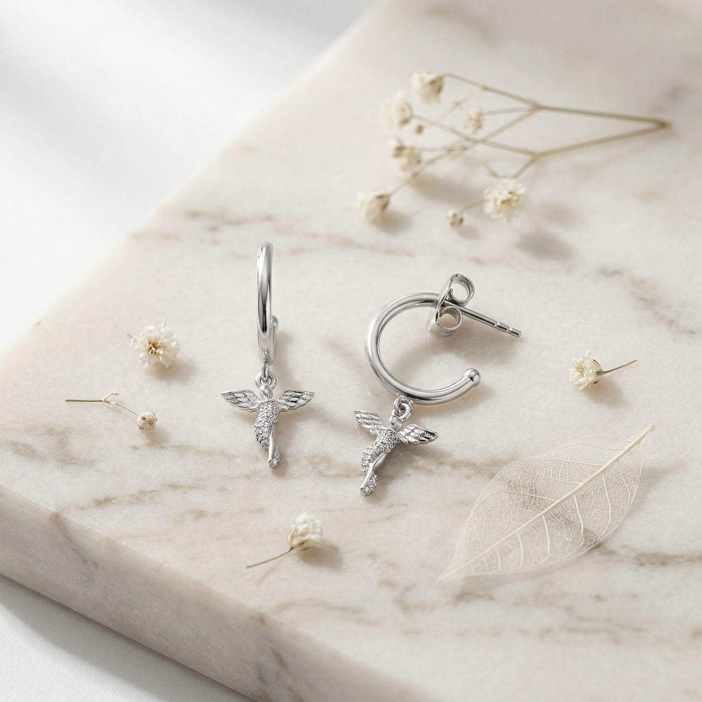 Engelsrufer women's hoop earrings silver guardian angel