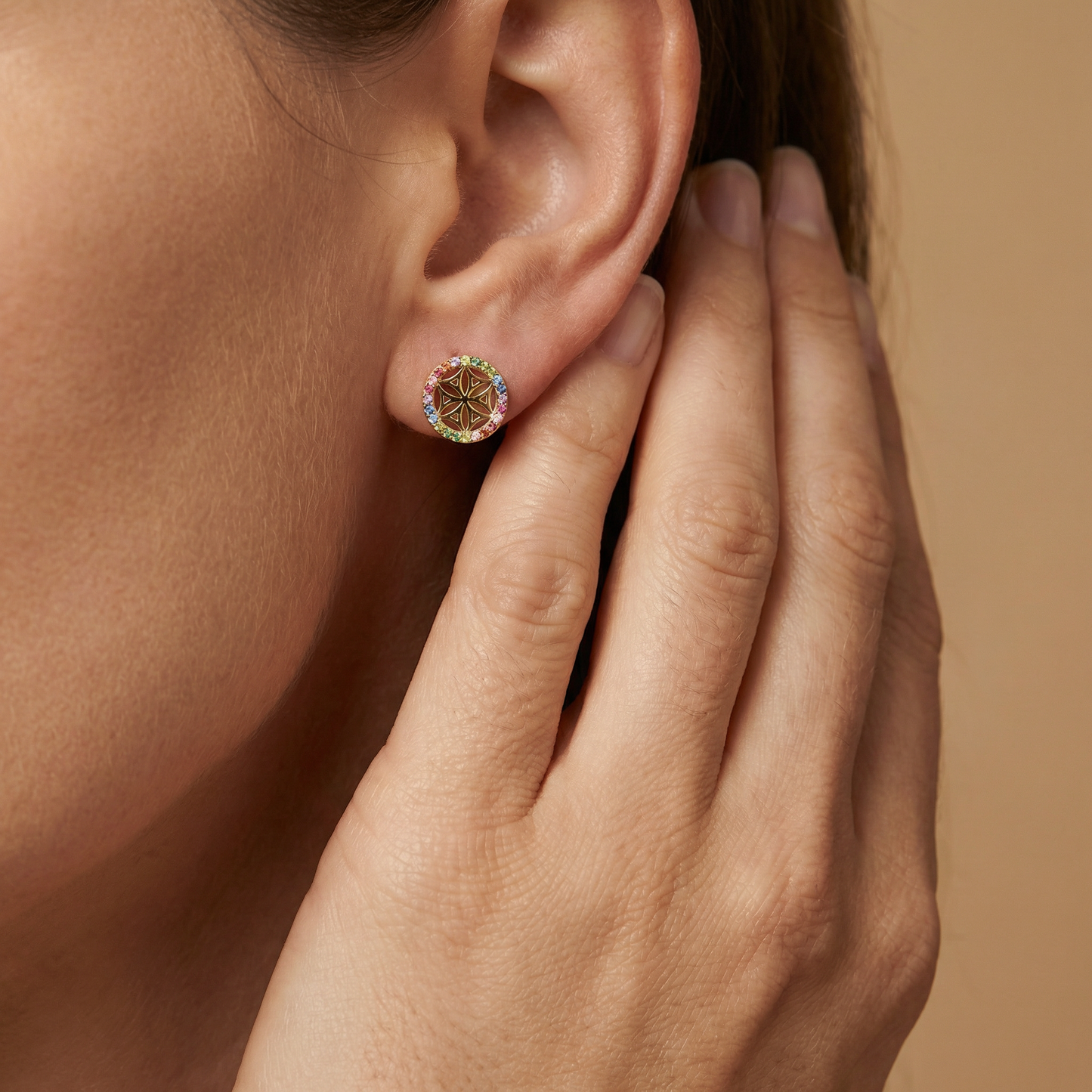 Engelsrufer women's earring stud gold multicolor flower of life