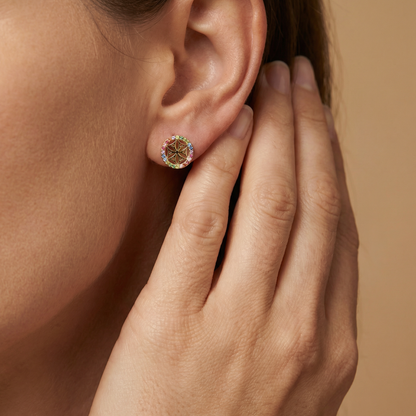 Engelsrufer women's earring stud gold multicolor flower of life