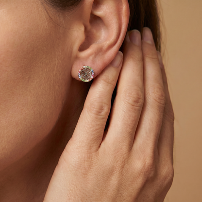 Engelsrufer earrings flower of life women's silver multicolor with zirconia