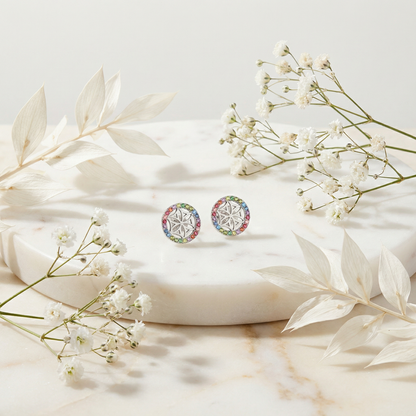 Engelsrufer earrings flower of life women's silver multicolor with zirconia