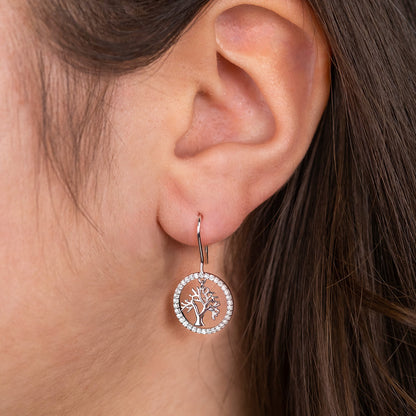 Earrings Tree of Life with Zirconia