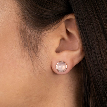 Engelsrufer earrings stud rose gold with rose quartz