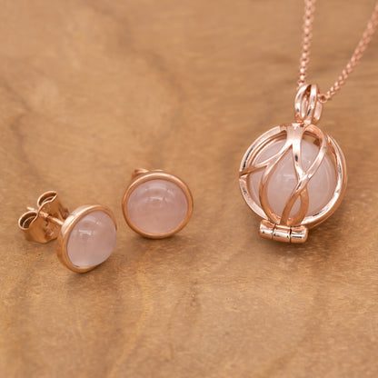 Engelsrufer Ohrringe Stecker rosegold mit Rosenquarz