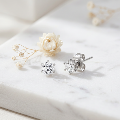 Engelsrufer zirconia stud earrings Shiny in real silver 6mm