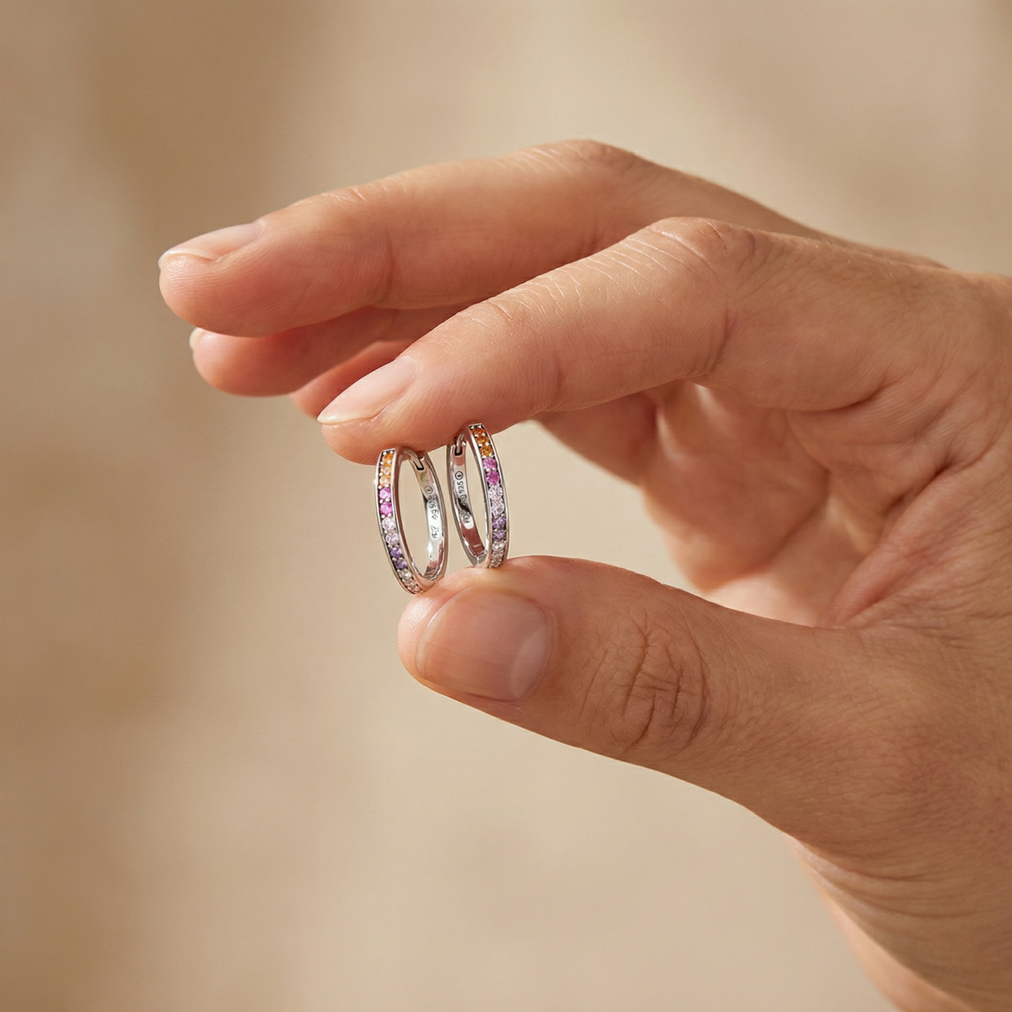 Engelsrufer Creole silver rainbow with zirconia multicolor
