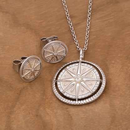 Engelsrufer women's earrings compass symbol silver compass rose