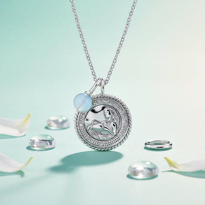 Engelsrufer women's necklace silver with zirconia and blue agate stone for the zodiac sign Aquarius