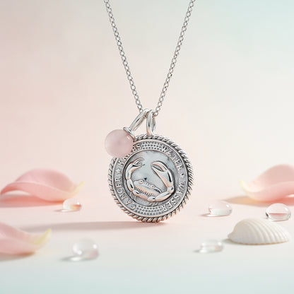 Engelsrufer women's necklace silver with zirconia and rose quartz stone for the zodiac sign Cancer