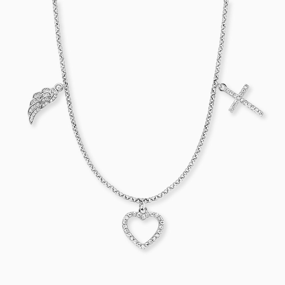 Necklace Faith, Love and Hope silver with Zirconia 