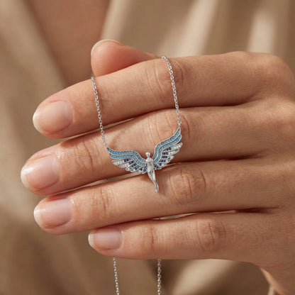 Necklace angel silver with zirconia multicolor