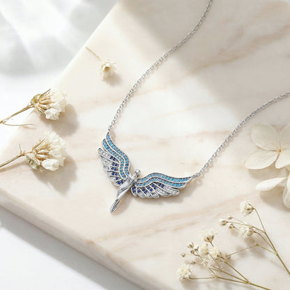 Necklace angel silver with zirconia multicolor