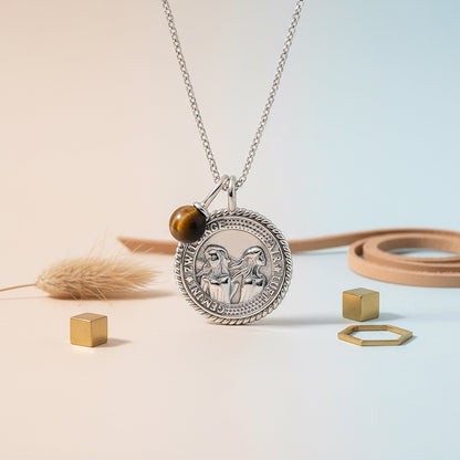 Engelsrufer women's necklace silver with zirconia and tiger eye stone for the zodiac sign Gemini