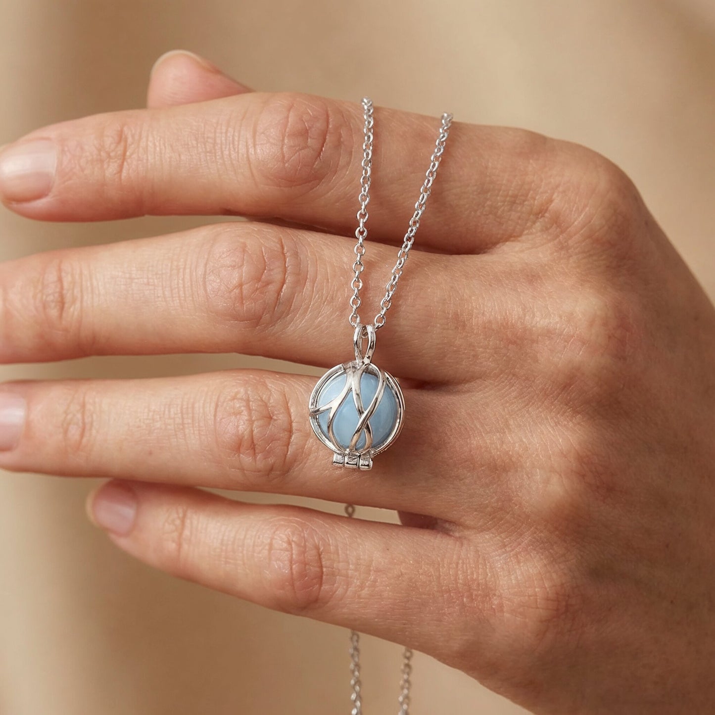 Engelsrufer silver women's necklace with interchangeable blue agate
