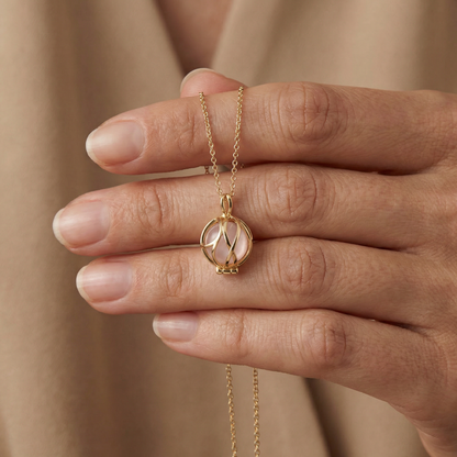 Halskette 925er Silber Paradise Gold mit Kraftstein Rosenquarz