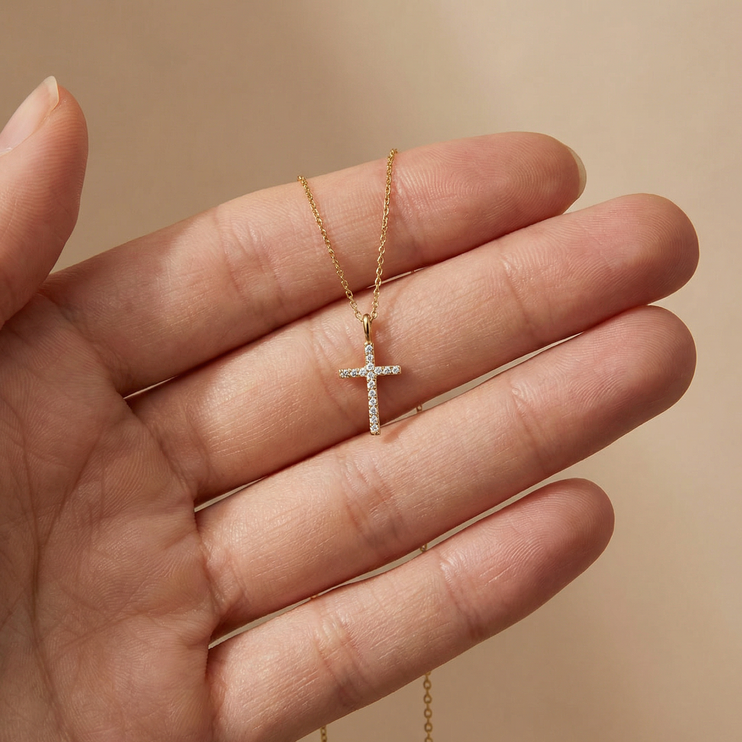 Engelsrufer women's necklace with cross pendant silver gold plated and zirconia