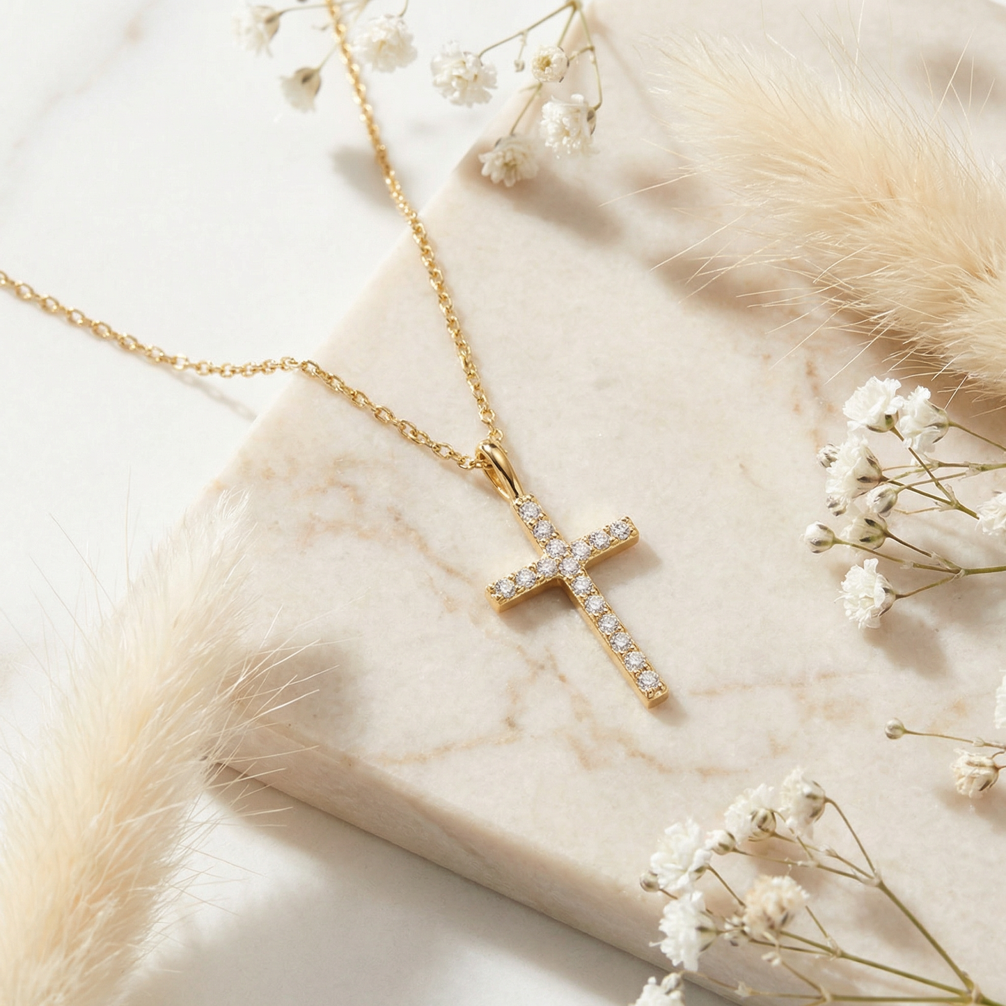 Engelsrufer women's necklace with cross pendant silver gold plated and zirconia