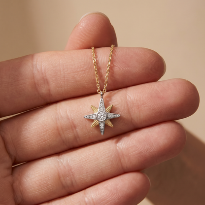 Necklace 925 silver star with zirconia