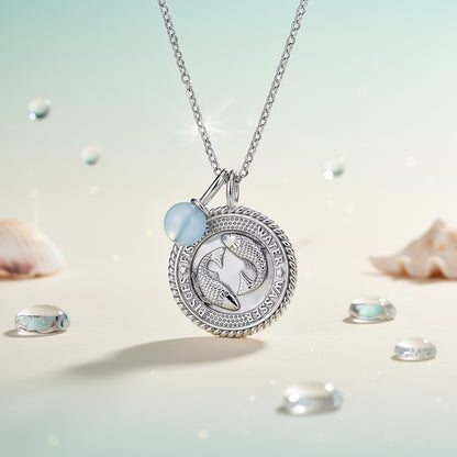 Engelsrufer women's necklace silver with zirconia and blue agate stone for the zodiac sign Pisces