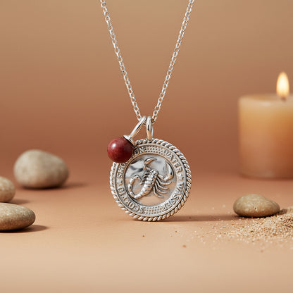 Engelsrufer women's necklace silver with zirconia and red jasper stone for the zodiac sign Scorpio