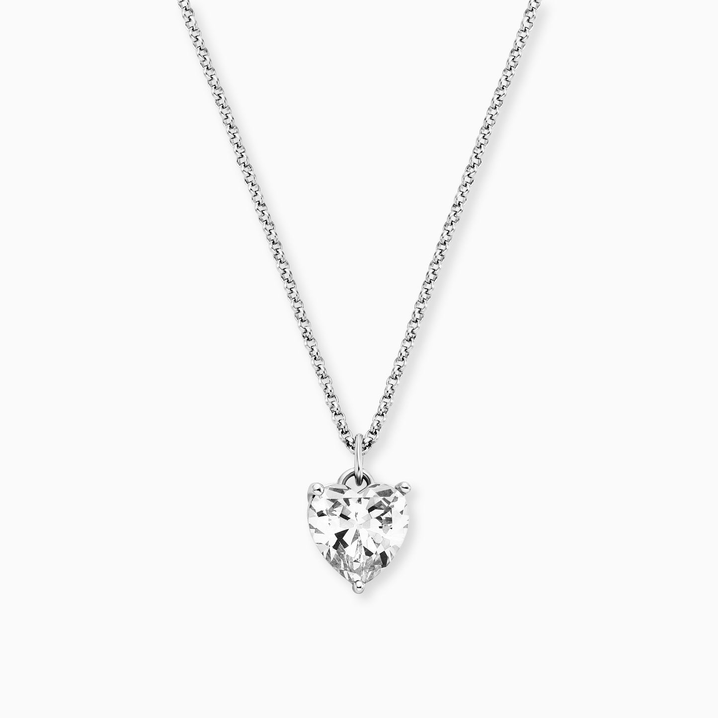 Halskette 925er Silber Herz Shiny mit Zirkonia