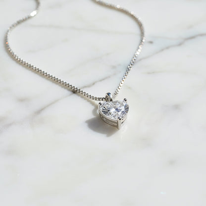 Halskette 925er Silber Herz Shiny mit Zirkonia