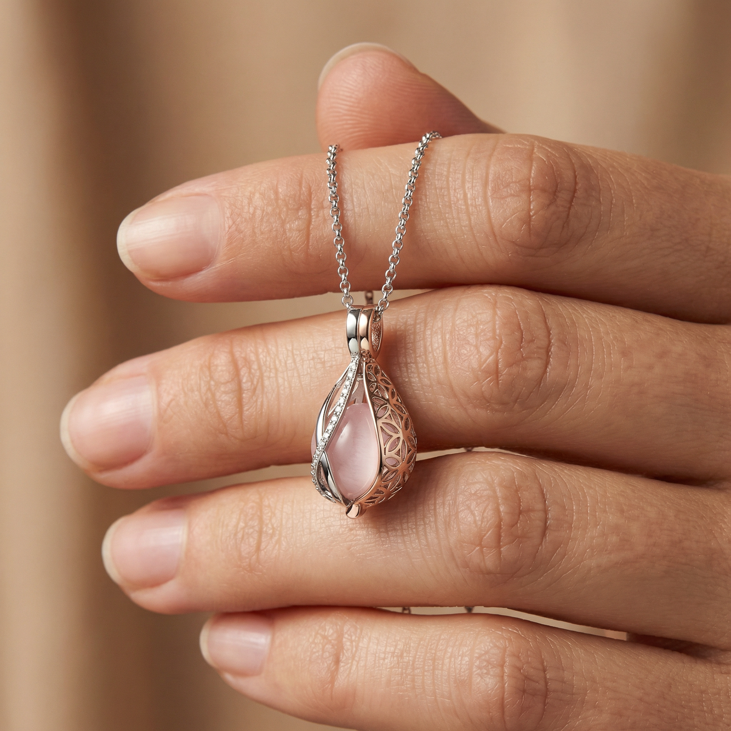 Engelsrufer necklace with tear of heaven pendant in combination with flower of life and zirconia