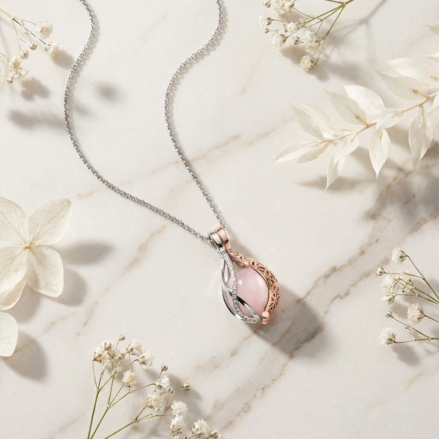 Engelsrufer necklace with tear of heaven pendant in combination with flower of life and zirconia