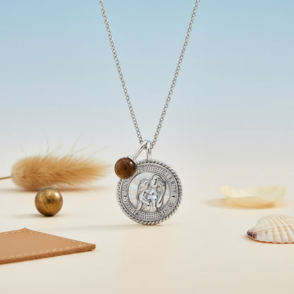 Engelsrufer women's necklace silver with zirconia and tiger eye for the zodiac sign Virgo