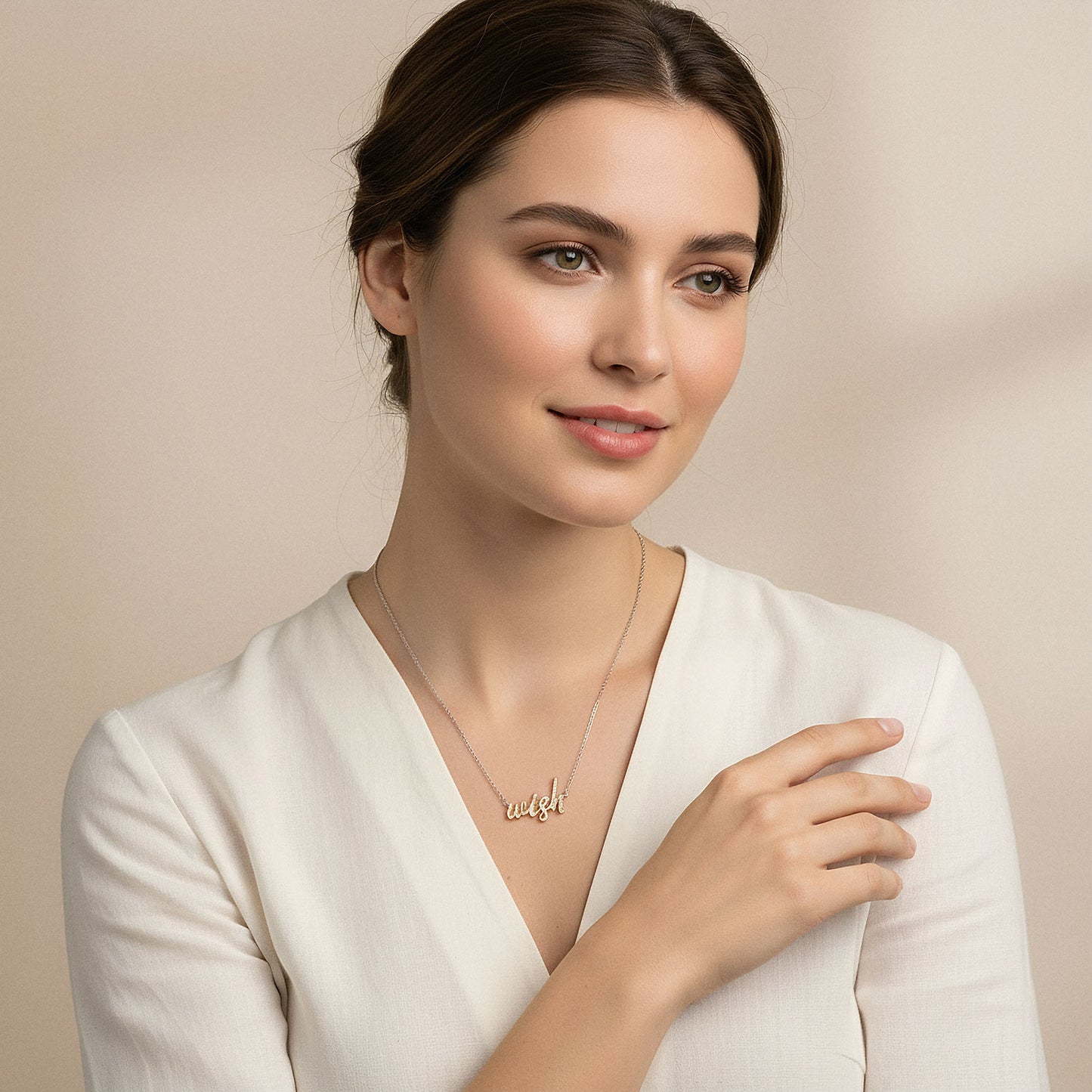 Engelsrufer women's silver necklace Wish pendant in gold with zircons