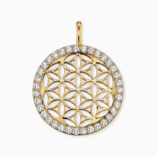 Anhänger 925er Silber Lebensblume Gold mit Zirkonia