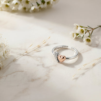Engelsrufer women's ring silver open with wings and rose heart