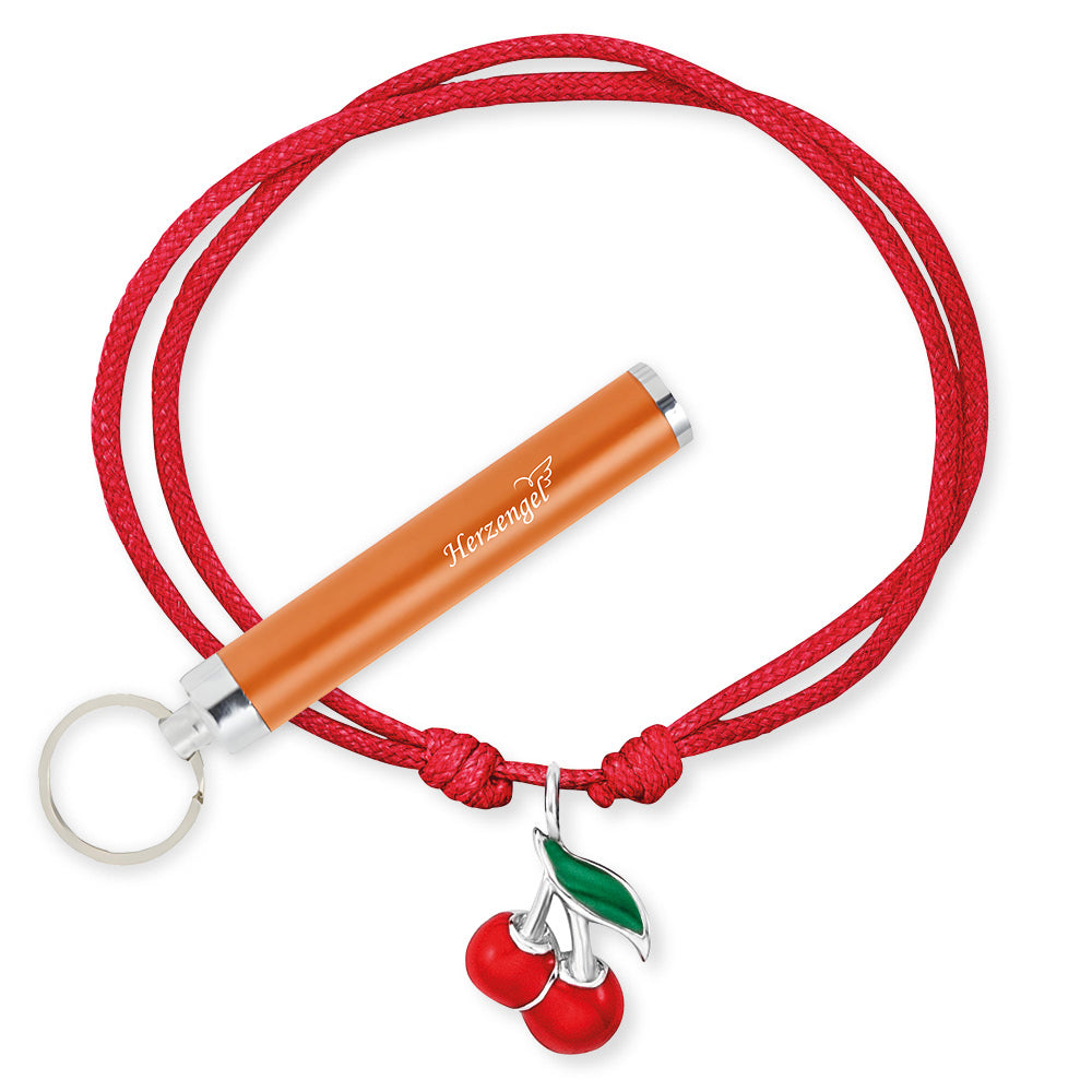 Engelsrufer girls children's bracelet red nylon with cherry pendant