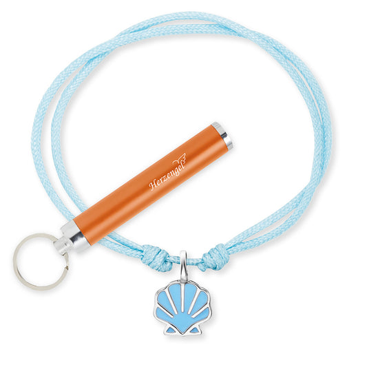 Engelsrufer Mädchen Kinderarmband hellblau Nylon mit Muschel Anhänger