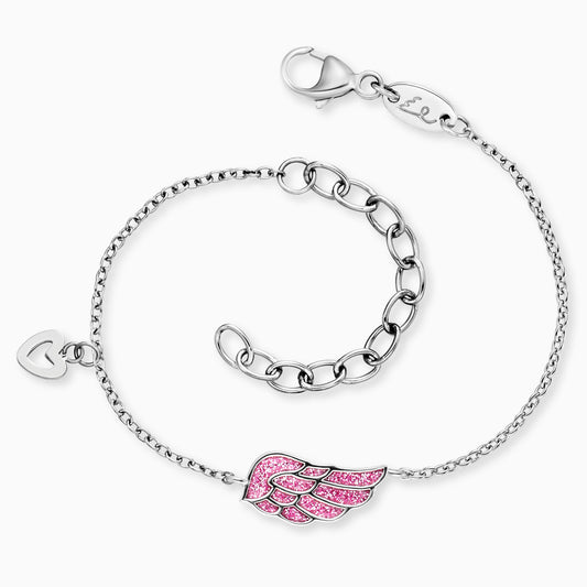 Kinder Armband Edelstahl Glitzerflügel mit Emaille