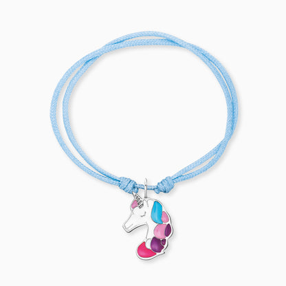 Engelsrufer girls children's bracelet pink nylon with colored unicorn pendant
