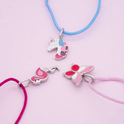 Engelsrufer girls children's bracelet pink nylon with colored unicorn pendant
