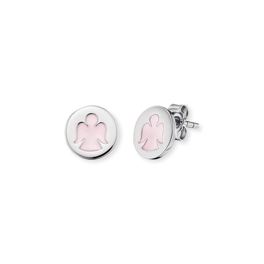 Engelsrufer children's earrings silver with angel symbol light pink
