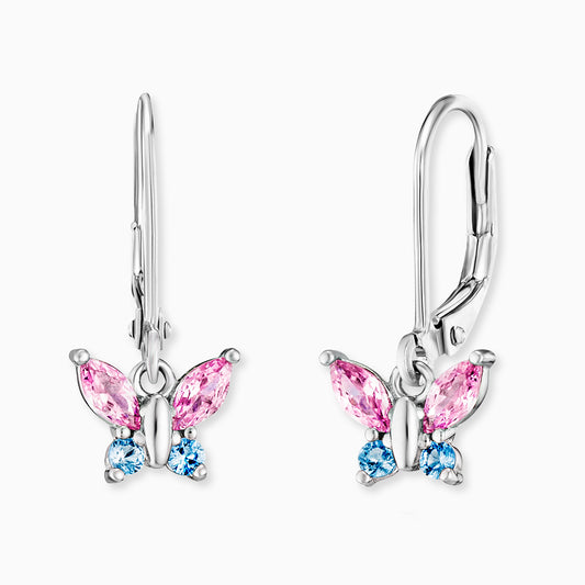 Kinderohrhänger Schmetterling Edelstahl mit Zirkonia Multicolor