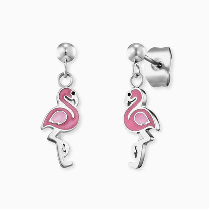 Kinder Ohrstecker Edelstahl Flamingo mit Emaille