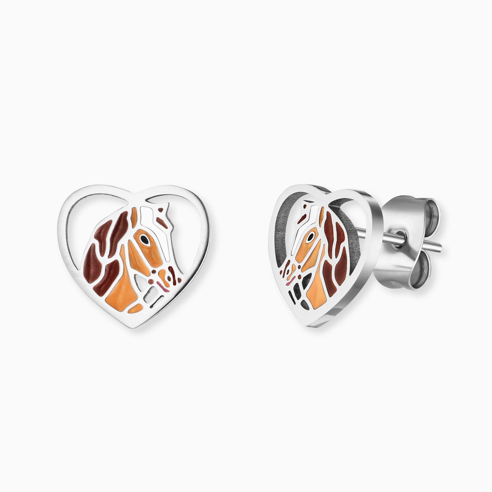 Horse Stud Earrings Stainless Steel with Enamel - Main Image