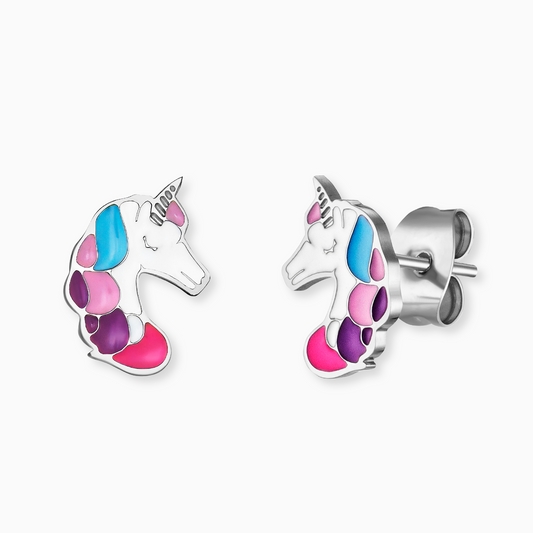 Kinderohrstecker Einhorn Edelstahl mit Emaille