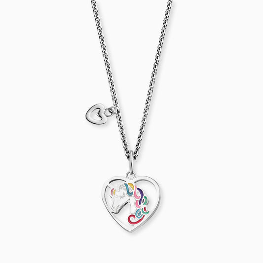 Kinder Halskette Edelstahl Einhorn mit Emaille