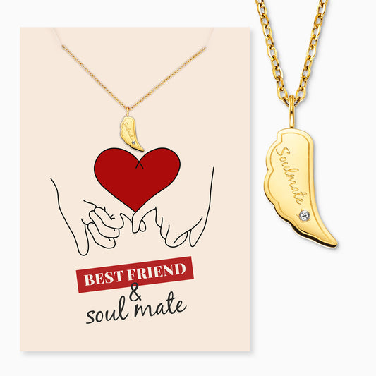 Greeting card Soulmate with necklace stainless steel gold